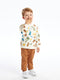 Crew Neck Long Sleeve Printed Baby Boy Sweatshirt and Trousers 2-Pack Set
